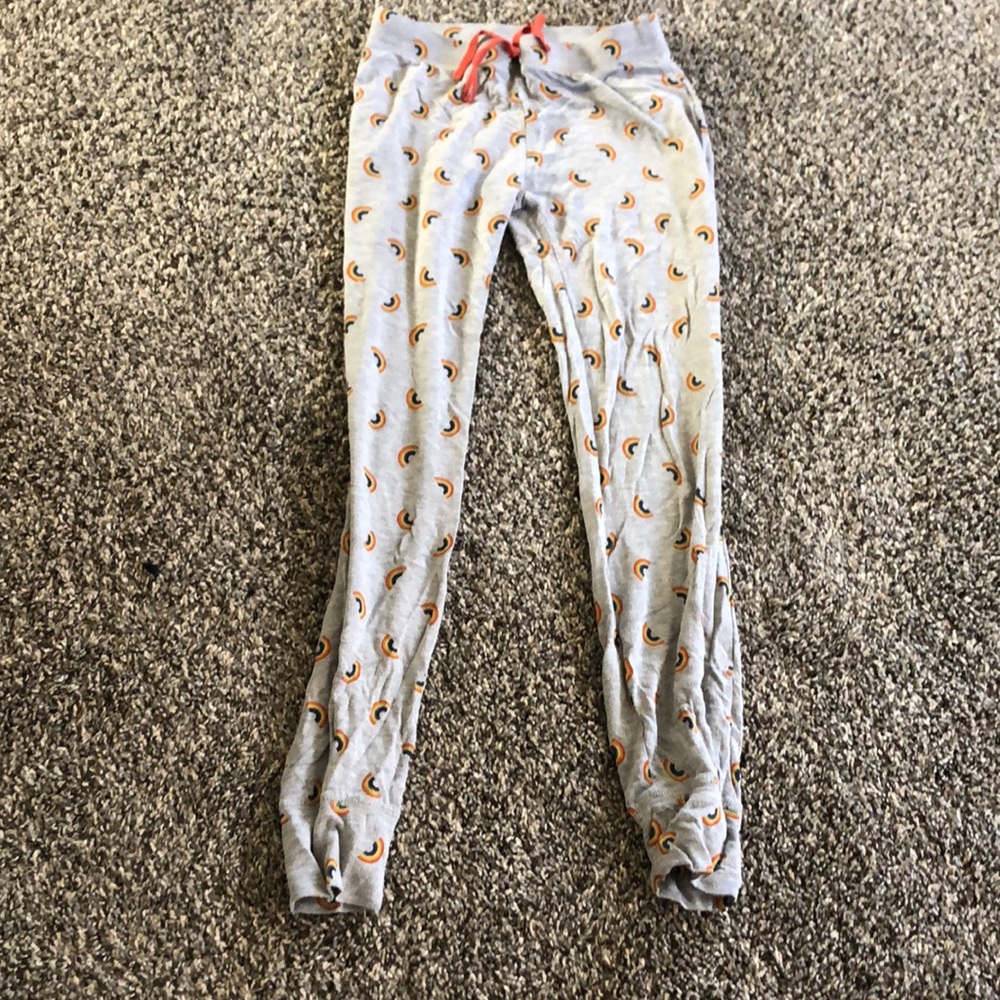 Rainbow print girls pj pants for winter or summer